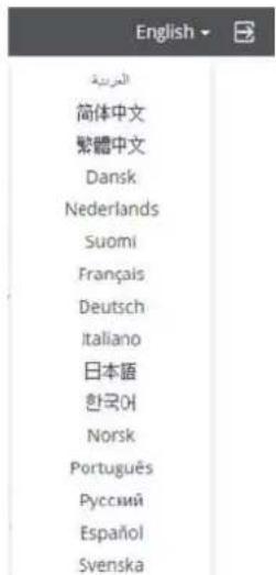 English العربية 简体中文 繁體中文 Dansk Nederlands Suomi Français Deutsch Italiano 日本語 한국어 Norsk Português Русский Español Svenska