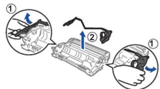 Diagram illustrating a mechanical assembly process with numbered steps and directional arrows indicating motion or movement.