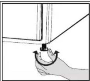 Hand holding a mechanical component with rotational arrow indicating rotation (no text or symbols)