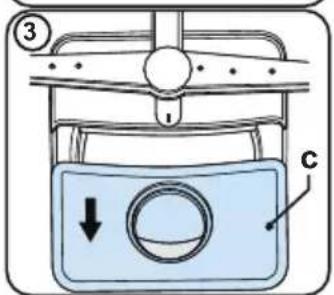 Diagram of a car air vent with labeled components and directional arrow