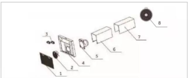 Exploded view diagram of a solar panel assembly with numbered components