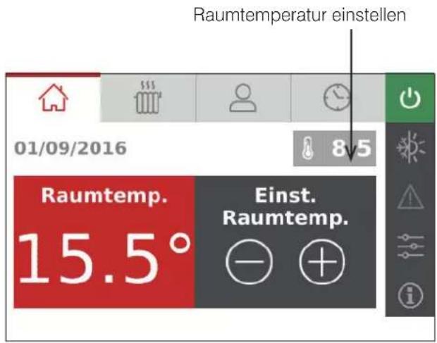 Raumtemperatur einstellen 01/09/2016 8,5 Raumtemp. 15.5° Einst. Raumtemp.