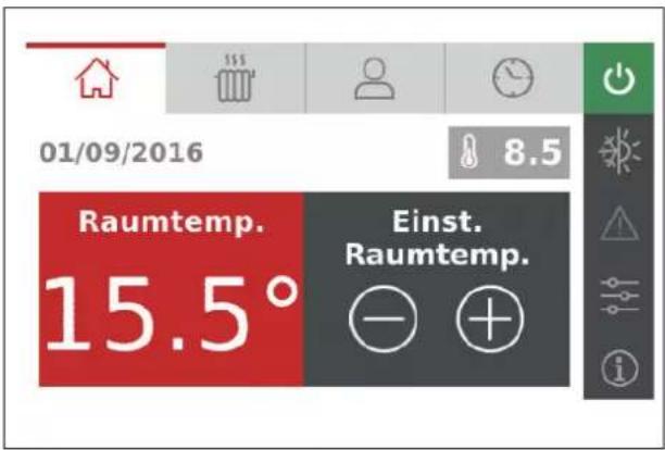 01/09/2016 Raumtemp. 15.5° Einst. Raumtemp.