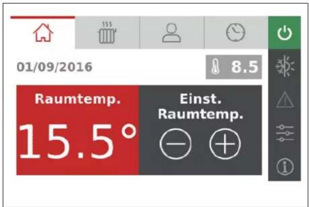 01/09/2016 Raumtemp. 15.5° Einst. Raumtemp.