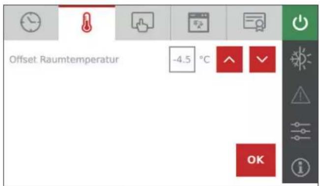 Offset Raumtemperatur -4.5 °C OK
