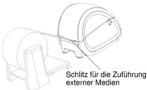 Schlitz für die Zuführung externer Medien