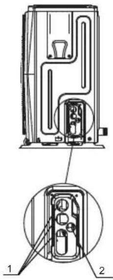 Technical diagram of a device with labeled parts, showing internal components and a close-up view of the interior structure.