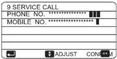 9 SERVICE CALL PHONE NO. ************ MOBILE NO. *********