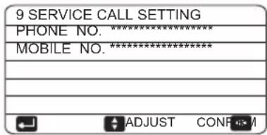 9 SERVICE CALL SETTING PHONE NO. ********** MOBILE NO. **********