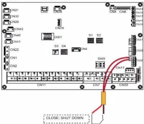 CN21 CN32 CN29 CN42 CN40 CN41 CN22 CN1 CN2 CN5 CN26 CN25 DIS1 S1 S2 S3 S4 CN4 SW9 CN17 CN11 CN7 CN30 CLOSE: SHUT DOWN