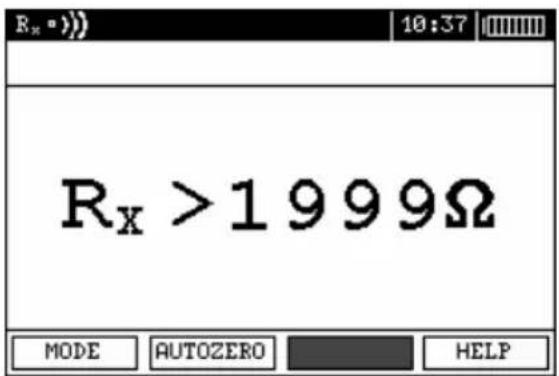Rx >1999Ω MODE AUTOZERO HELP