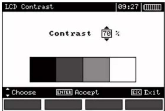 LCD Contrast 09:27 Contrast 70 % Choose ENTER Accept ESC Exit