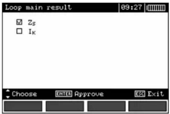 Loop main result 09:27 Zs Ik Choose ENTER Approve ESC Exit