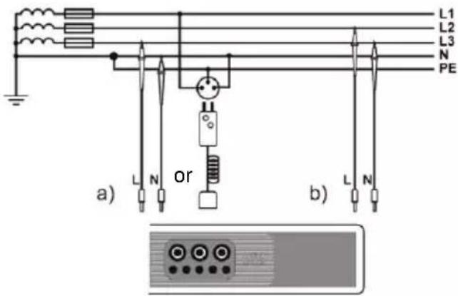 L1 L2 L3 N PE a) L N OR b) L N