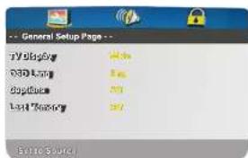 -- General Setup Page -- TV Display DVD Digital Last Display Sette Source