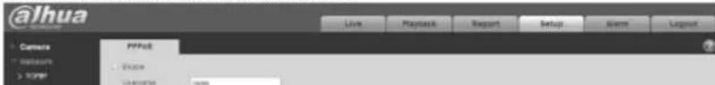 aihua Camera PPPoR Network x PCMP Connected name Live Playlock Report Setup Alert Logout