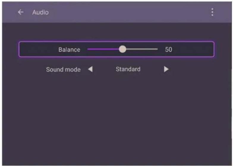 Audio Balance 50 Sound mode Standard
