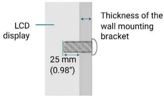 LCD display Thickness of the wall mounting bracket 25 mm (0.98")