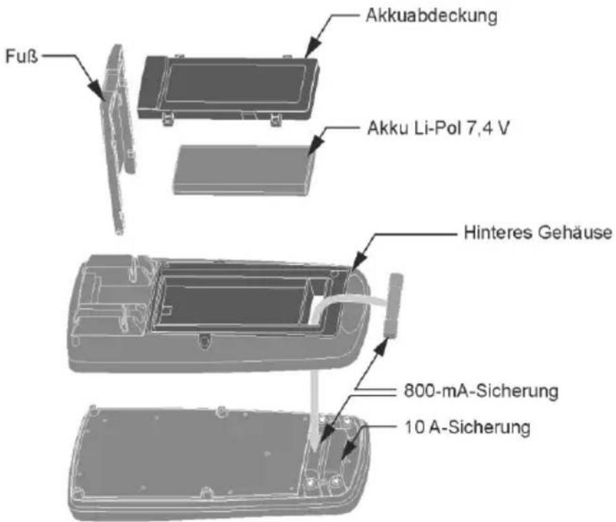 Fuß Akkuabdeckung Akku Li-Pol 7,4 V Hinteres Gehäuse 800-mA-Sicherung 10 A-Sicherung