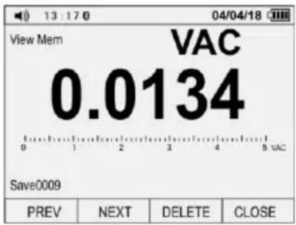 View Mem VAC 0.0134 0 1 2 3 4 5 VAC Save0009 PREV NEXT DELETE CLOSE