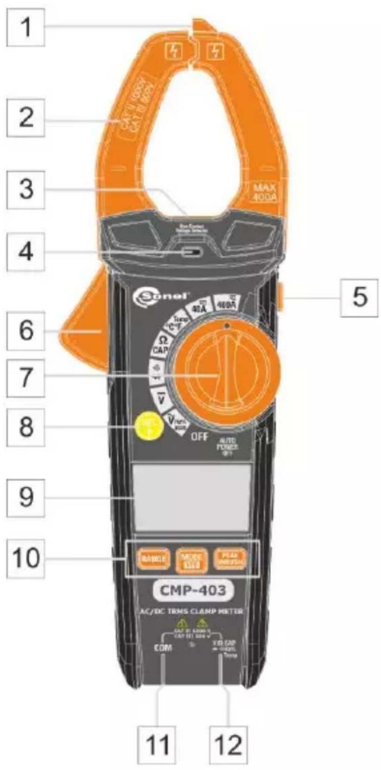 1 2 3 4 5 6 7 8 9 10 CMP-403 AC/DC TRMS CLAMP METER COMP OFF AUTO PONE MAX 400A CAP TAX RANGE SHEE PEAK DRINKING COM 11 12