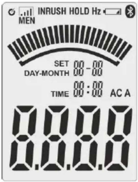 INRUSH HOLD Hz MEN SET 00-00 DAY-MONTH 00-00 TIME 00:00 AC A 0.0.0.0 0.0.0.0