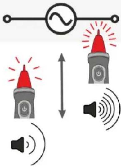 Diagram illustrating wireless signal transmission between two devices with speaker icons and signal waves