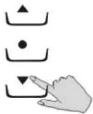 Hand cursor pointing at three abstract icons (triangle, circle, inverted triangle) with no text or symbols