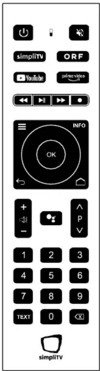 simpliTV ORF YouTube prime video INFO OK + - 1 2 3 4 5 6 7 8 9 TEXT 0 simpliTV