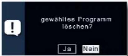 gewähltes Programm löschen? Ja Nein