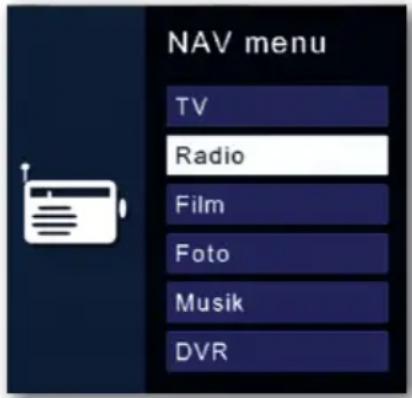 NAV menu TV Radio Film Foto Musik DVR