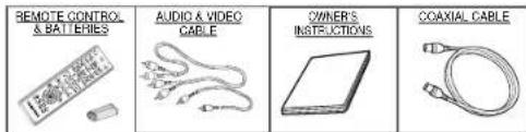 REMOTE CONTROL & BATTERIES AUDIO & VIDEO CABLE OWNER'S INSTRUCTIONS COAXIAL CABLE