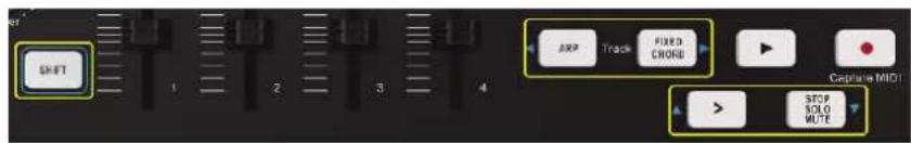 SHIFT 1 2 3 4 ARP Track FIXED CROBE > STOP SLOM MUTE Captains MID1