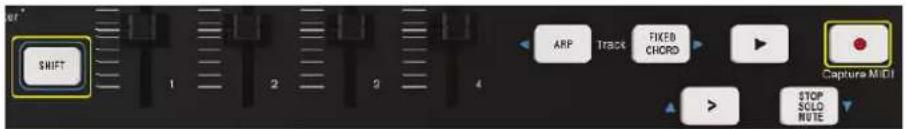 SHIFT 1 2 3 4 ARP TRACK FIXED CHORD Capture MIDI STOP SLO NOTE