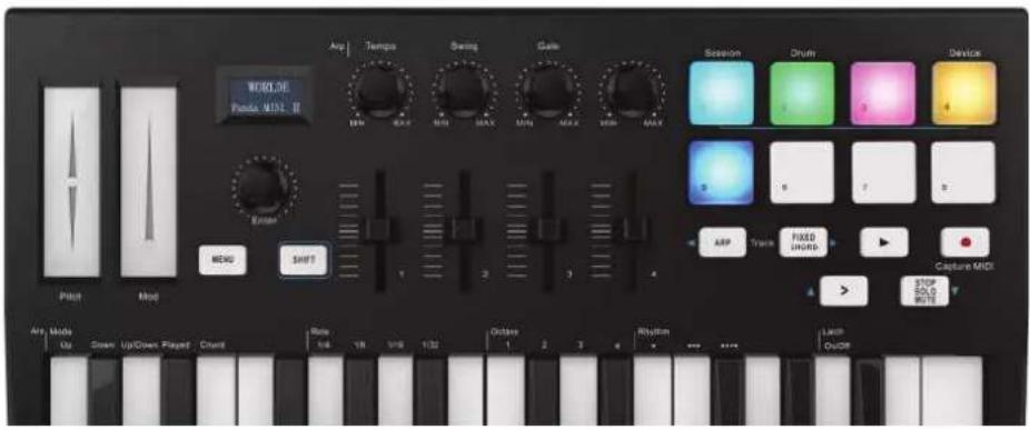 MOLO,DE Panda: MINI II Amp | Tempo | Swing | Gain SEAN MAX SEAN MAX SEAN MAX SEAN MAX Enter MEOG SHIFT Play Mod Any Mode Up Down Up/Down Played Cloud Roll 1/4 YR 1/8 1/2 Outage 1 2 3 Rhythm > 500 500 Session Drum Device ARP Trace FIXED UNIARD Capture MIDI STOP SOLD NOTE