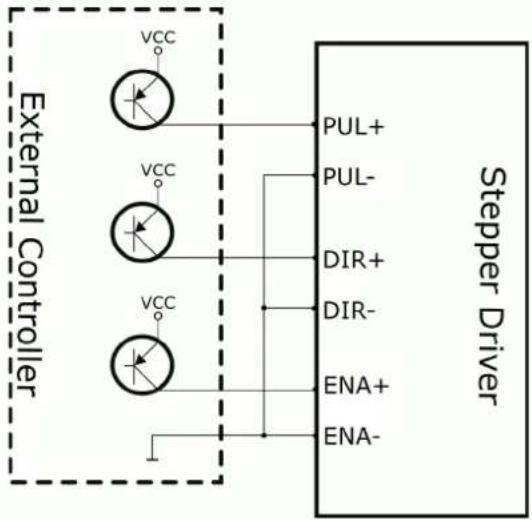 External Controller VCC PUL+ VCC DIR+ DIR- ENA+ ENA- Stepper Driver