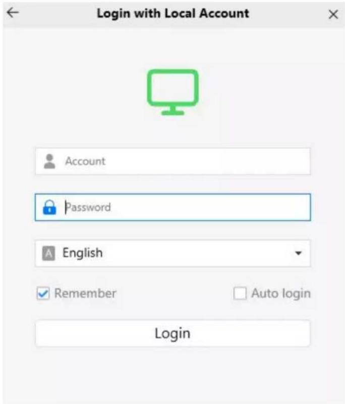 Login with Local Account Account Password English Remember Auto login Login