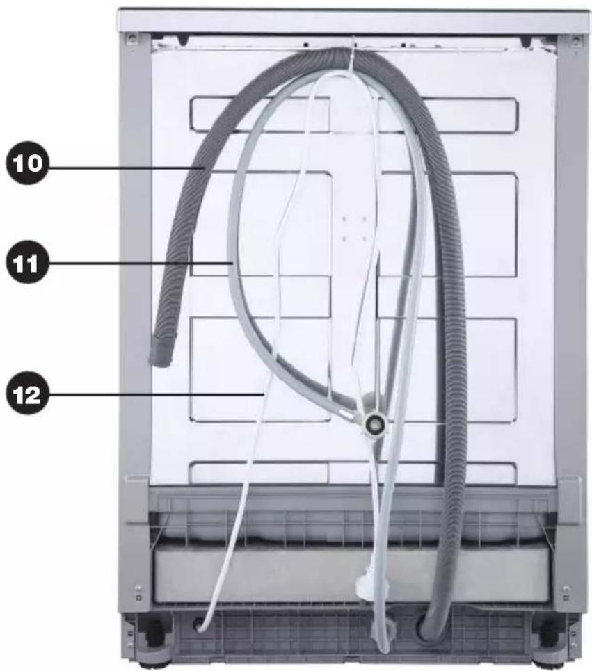 Labeled diagram of a refrigerator interior showing internal components and tubing, with numbered annotations pointing to specific parts.