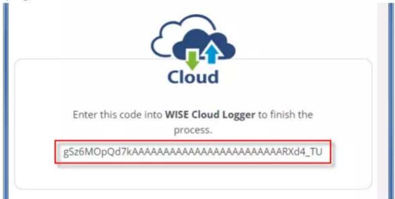 Enter this code into WISE Cloud Logger to finish the process. gSz6MOpQd7kAAAAAAAAAAAAAAAAARXd4_TU