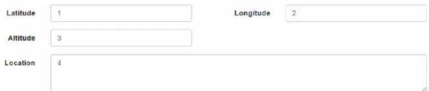 Latitude 1 Longitude 2 Altitude 3 Location 4