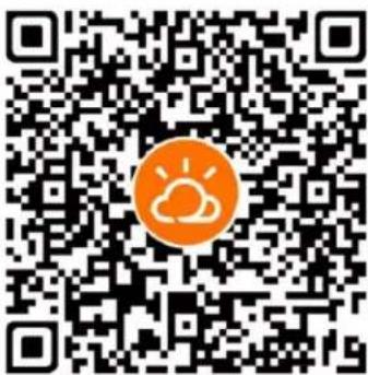 QR code with an orange circular logo in the center, likely linking to a digital service or website.