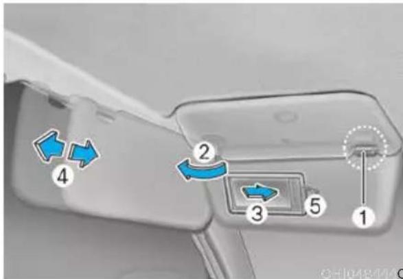 Diagram showing a device with numbered components and directional arrows indicating motion or movement, labeled 1 to 5.