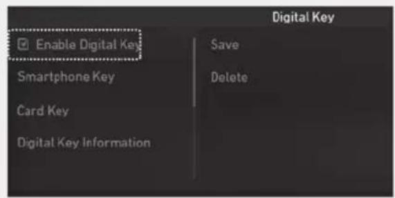 Digital Key Enable Digital Key Smartphone Key Card Key Digital Key Information Save Delete