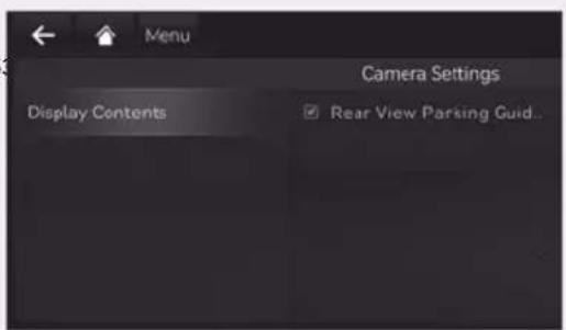 Menu Camera Settings Display Contents Rear View Parking Guid...
