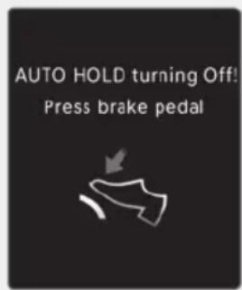 AUTO HOLD turning Off! Press brake pedal