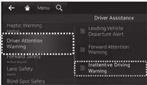 Haptic Warning Medium Driver Attention Warning Forward Safety Active Asset Lane Safety Assist Blind-Spot Safety Driver Assistance Leading Vehicle Departure Alert Forward Attention Warning Inattentive Driving Warning