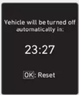 Vehicle will be turned off automatically in: 23:27 OK: Reset
