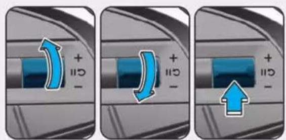 Three-panel image showing a blue battery switch with 'G11' labels and directional arrows, likely illustrating a battery operation or adjustment.