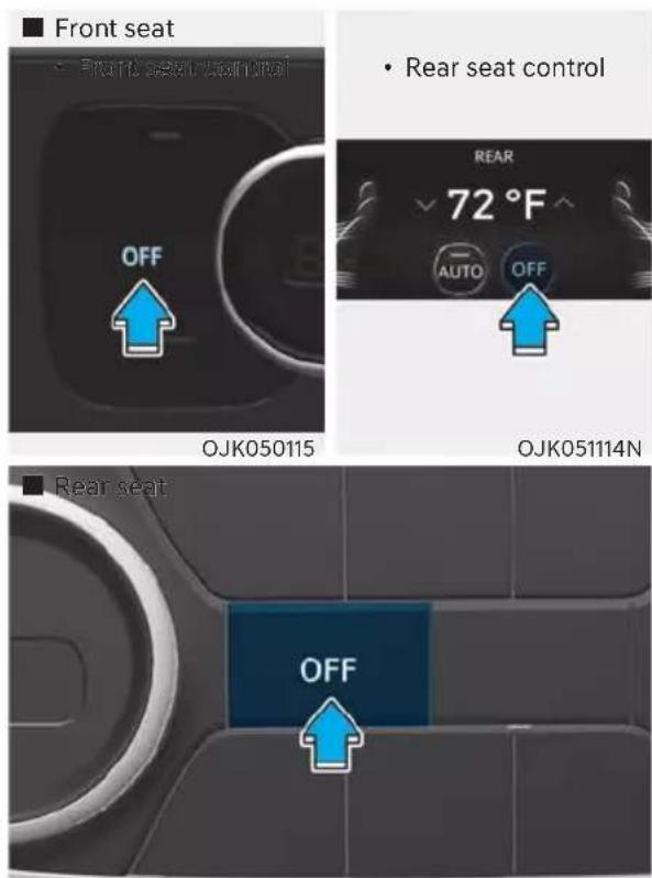 ■ Front seat • Front seat control OFF REAR 72 °F AUTO OFF OJK050115 OJK051114N ■ Rear seat OFF