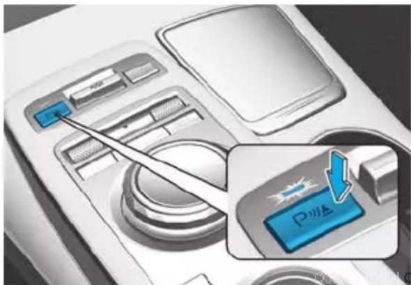 Diagram showing a device control panel with a blue button labeled 'P11A' and an arrow pointing to it, indicating action or operation.